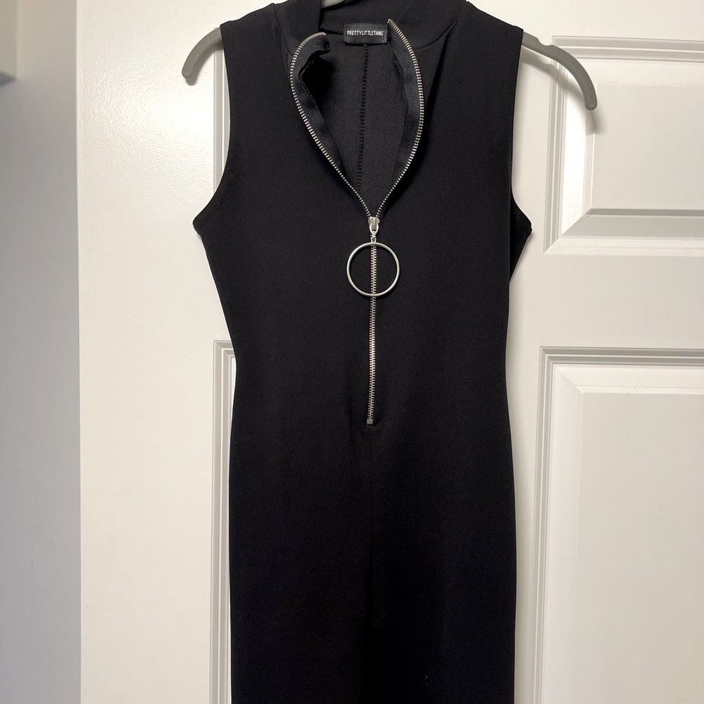 Black pretty little thing zipper romper